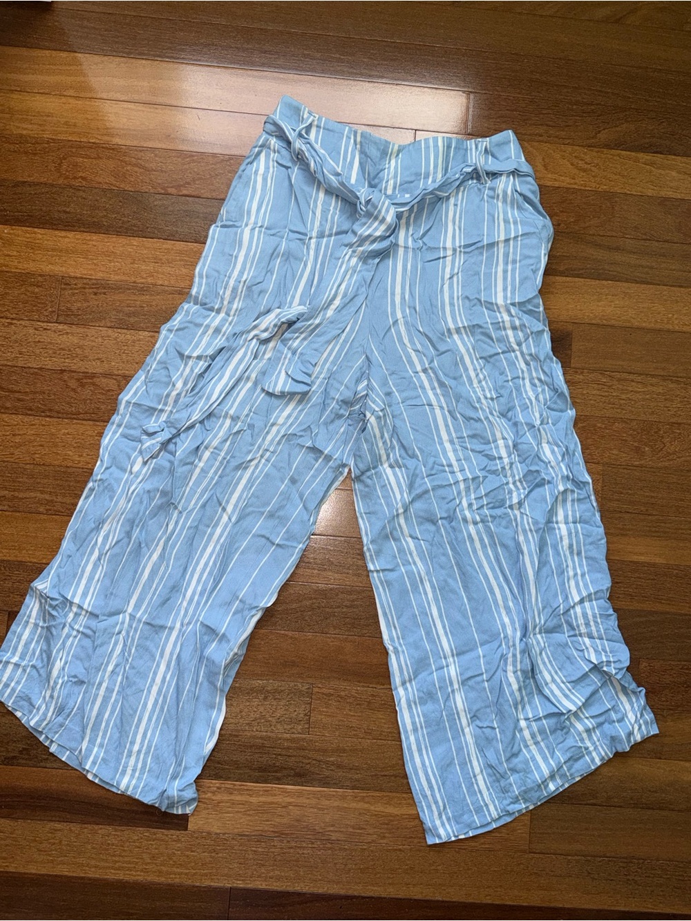 Candie's Light Blue & White Striped Wide-Leg Pants